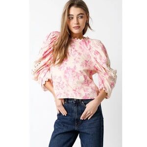 Floral Pink Puff Sleeve Blouse